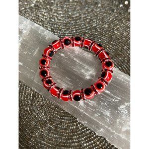 Evil Eye Mal De Ojo Red Bling Stretch Bracelet 10mm